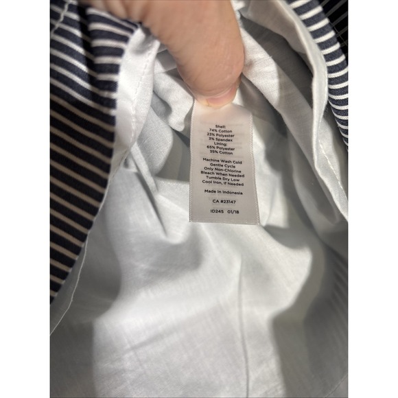 Talbots womens skirt blue and white stripe buttons in front lined. Sz 4 Petite - Picture 5 of 13